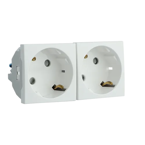 Tomada Dupla Schuko com Obturador - 4 Módulos