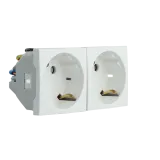 Tomada Dupla Schuko com Obturador - 4 Módulos