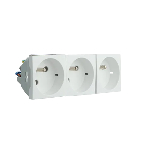 PRISE TRIPLE COURANT FRANÇ - 6 MOD BLANC