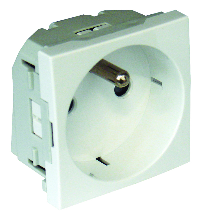 Safety Earth Socket (French type) Horizontal Apertures with Screwless terminals - 2 Modules