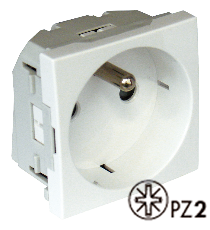 Safety Earth Socket (French type) Horizontal Apertures - 2 Modules